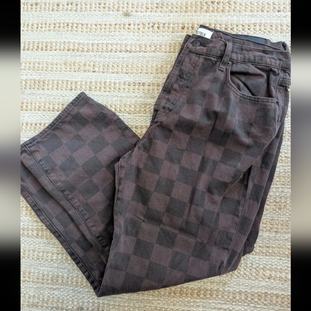 Pistola brown and black checkered jeans Size 32